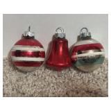 (3) 1950s Shiny Brite Glass Christmas Ornaments