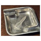3'ï¿½3' 1930s Art Deco Stainless Steel Ashtray