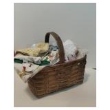 Handled Basket Filled with Misc Sewing Supplies &