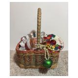 10' Christmas Woven Basket Containing Christmas
