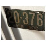 1932 Maine license plate featuring the