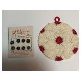 VTG Handmade Crochet Potholder & Jingle Bells
