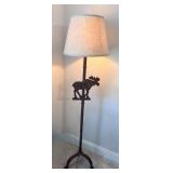 5Ft Rustic Floor Lamp w/ an Iron Silhouette of a
