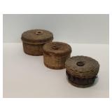 (3) Hand Woven Circular Decorative Baskets with