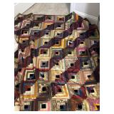 64'x55' VTG Handmade Log Cabin Patchwork Quilt