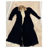 1930s Black Silk Velvet Opera Coat featuring a