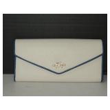 White Cross Grain Leather Coach Envelope Wallet