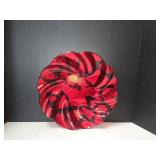 12.5" Striking Red and Black Abstract Art Glass