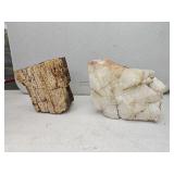 Large Quartz Rock and Petrified Wood