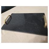 8.5"ï¿½14" Black Marble Tray w/Metal Handles