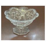 Clear Cut Glass Candy Dish Bowl on Pedestal 7ï¿½d