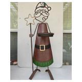 Metal Santa Decor with Candle Holder 32"