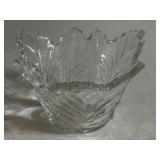 Vintage 6" Heavy Clear Crystal Maple Leaf Shaped