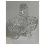 VTG German 24% lead crystal footed basket 5"x3"