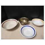6.5"ï¿½3.25" Sold Brass Pedestal Bowl & (3) Oven