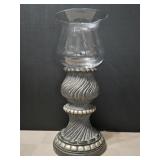17" Stone-finish Ceramic & Glass Hurricane
