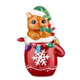 NEW Mr. Christmas 9" Ceramic Cat in Mitten