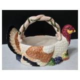Thanksgiving Turkey Ceramic Harvest Basket Decor