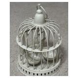 6" White Metal Birdcage Candle Holder
