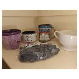 Small Planters, Mugs, Bag of Black Stones