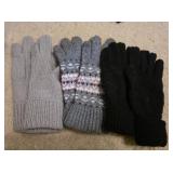 (3) Pr  Knit Gloves w/Classic Ribbed Cuff