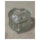 Pressed Glass Heart Lidded Candy Dish Office