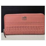 Salmon Pink Coach Woven Leather Accordion