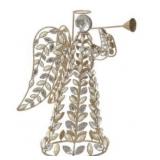 12" Gold Pearl Rhinestone Angel With Trumpet