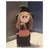 29ï¿½ Wooden Halloween Witch Shelf Sitter W/Curly