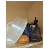 Cake Carrier, Onion Saver & Asst Kitchen Items