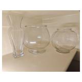 (2) Glass Fishbowls & Vase