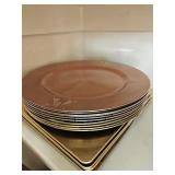 (10) Round Gold Plastic Chargers & (4) Square