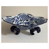 13.5" Footed Japanese Cobalt Blue Gold Gilt Hand