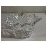 Vintage 6" Heavy Clear Crystal Maple Leaf Shaped