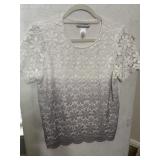 Sz PM Alfred Dunner Floral Lace Crocheted Top