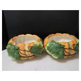 (2) 9.5"ï¿½6"  World Bazaars Pumpkin/ Fall Ceramic