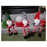 NEW Winter Lane Set of 3 Illuminated Gnome Sitters
