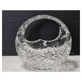 Hand-cut Lead Crystal Basket features a