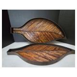 (2) Pencil-reed Boho Style Leaf Trays
