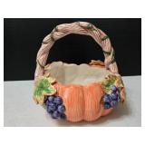 8.5" Ceramic Pumpkin Basket with Twisted