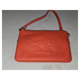 NWT Orange Coach Pebbled Leather Wristlet