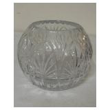 LVintage Cut Glass Crystal Rose Bowl 5" Tall