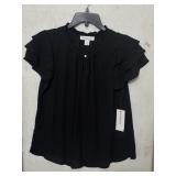NWT Sz PS Liz Claiborne Black Flutter Sleeve