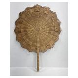 Hand Woven Rattan Hand Fan With a Scalloped Edge