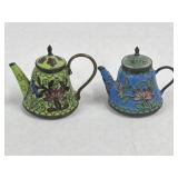 (2) Vintage Cloisonnï¿½ Miniature Decorative Teapot