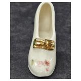 Miniature Glazed Porcelain Shoe Figurine, likely