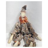 Vintage Handmade Cloth Clown Doll 23.5"