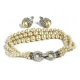 VTG Multi Strand Faux Pearl Jewelry Set Bracelet