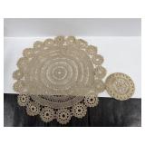 Round beige Handmade Crochet Doily Features