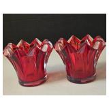 (2) Mikasa "Skyline" Ruby Red Crystal Votives or